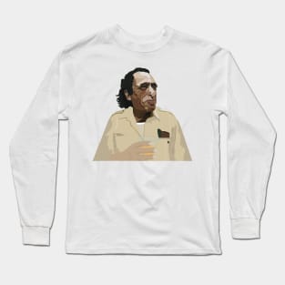 Bukowski's Spirit: Whiskey-Embraced Portrait and Literary Rebellion Long Sleeve T-Shirt